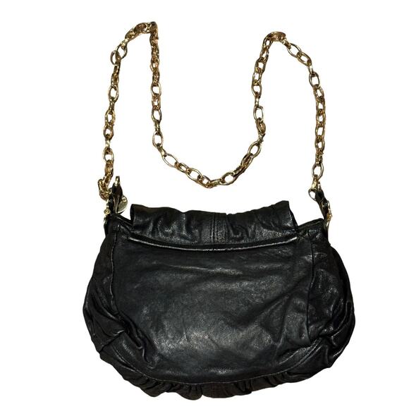 Gustto soft black leather shoulder back with gold hardware and strap - Picture 4 of 12